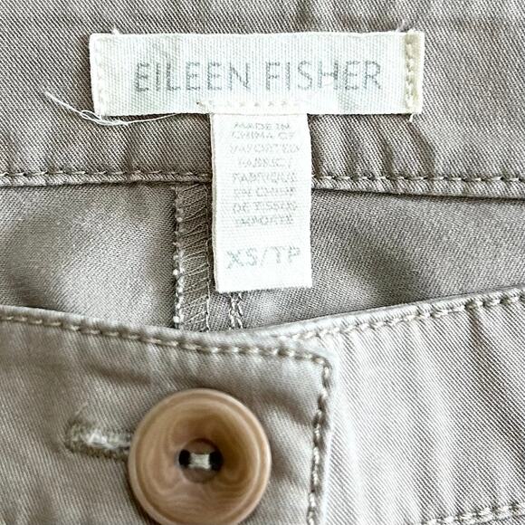 Eileen Fisher Khaki Stretch Zipper Fly Straight Leg Pants - Picture 8 of 8